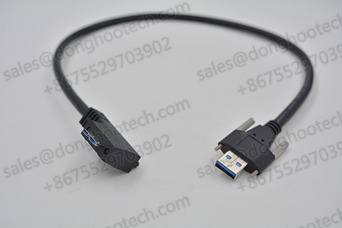 USB 3.0 Left Angle Micro B with Recessed Screws Exit Left and Exit Right U3 Vision Cables